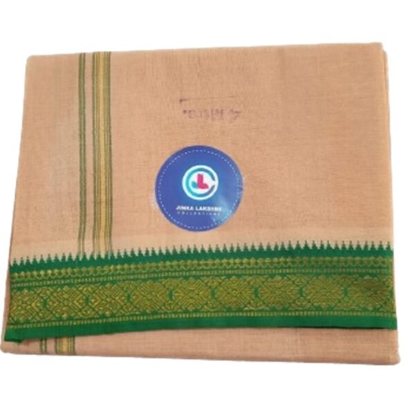 Beige Cotton Dhoti 4 Meters Unstitched Folded