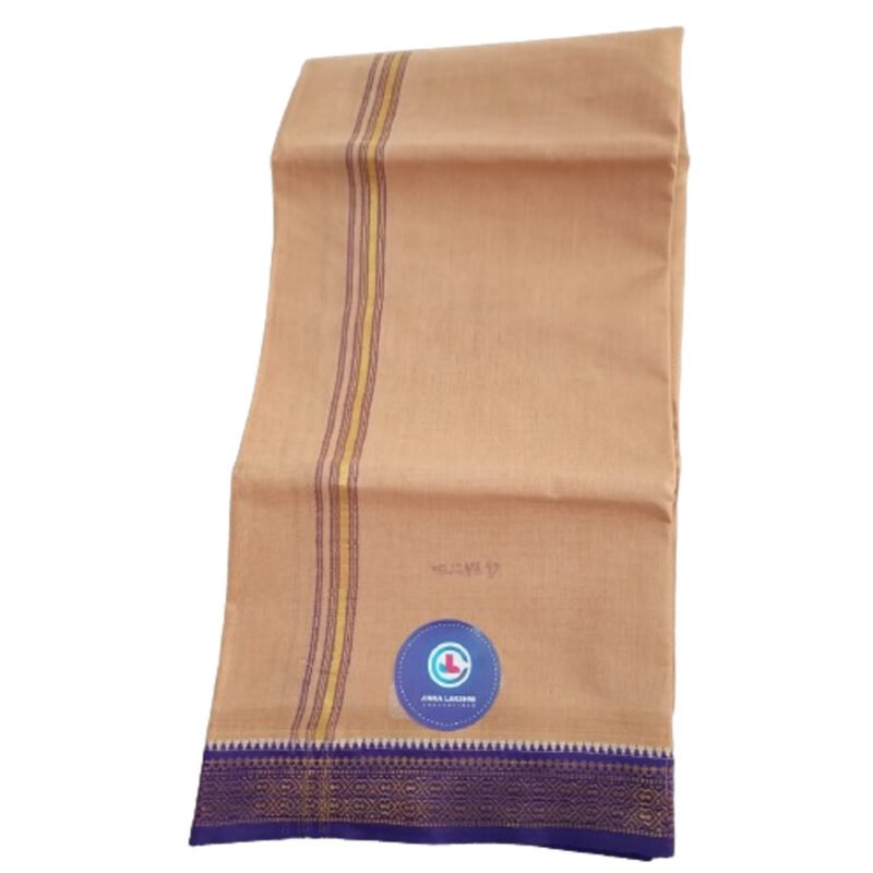 Beige Cotton Dhoti 4 Meters Unstitched Unfolded1