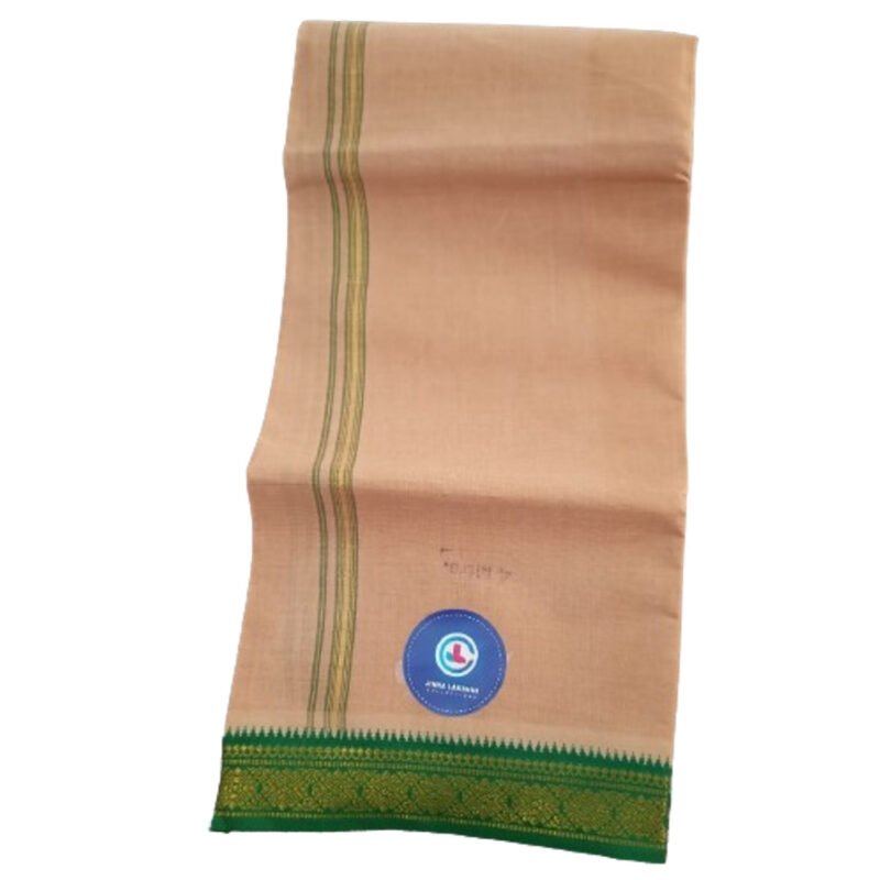 Beige Cotton Dhoti 4 Meters Unstitched Unfolded2