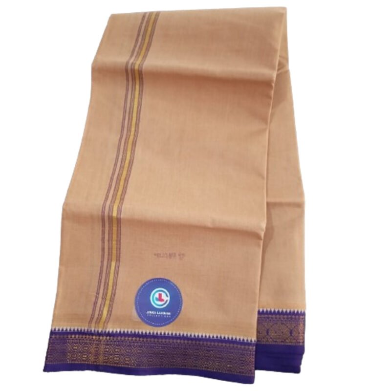 Beige Cotton Dhoti 4 Meters Unstitched Unfolded2