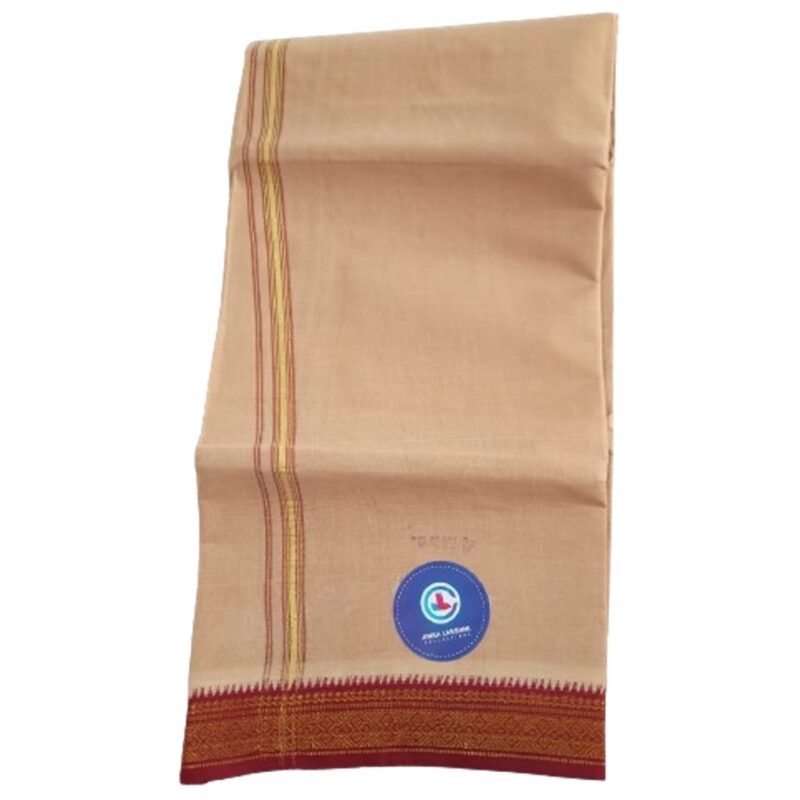 Beige Cotton Dhoti 4 Meters Unstitched Unfolded 2