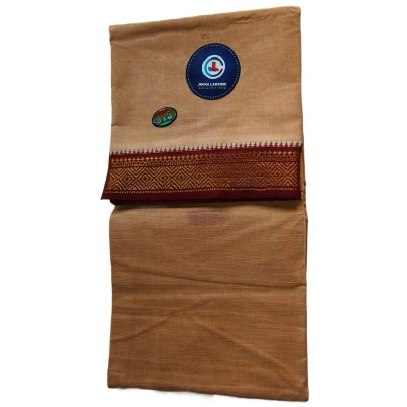 Beige Cotton Dhoti 9x5 Unstitched Unfolded1