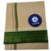 Beige Cotton Lungi 2 Meters With Green Border Unstitched Folded
