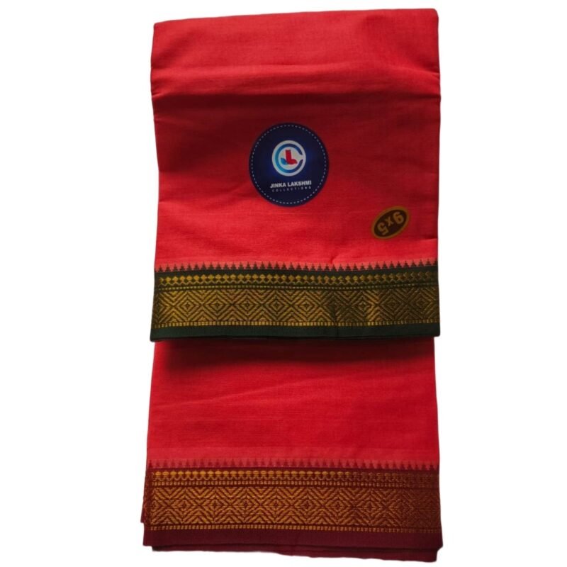 Crimson Red Cotton Dhoti 9x5 Unstitched Unfolded1