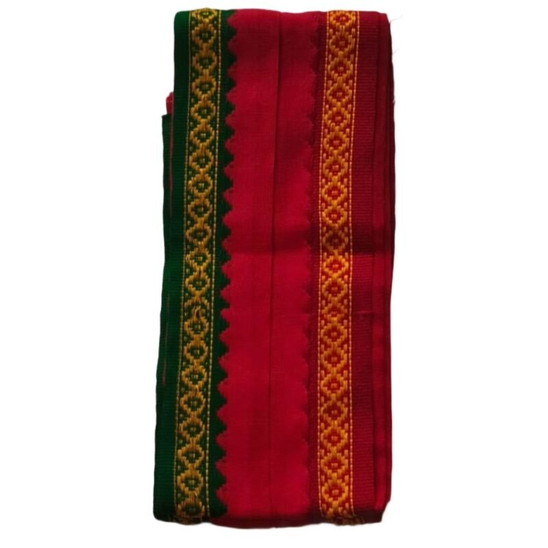 Crimson Red Cotton Gamcha Angavastram Folded
