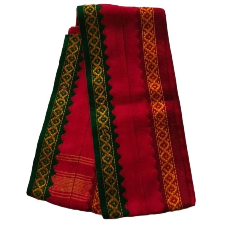 Crimson Red Cotton Gamcha Angavastram Unfolded