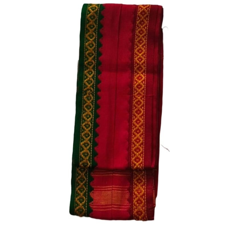 Crimson Red Cotton Gamcha Angavastram Unfolded1