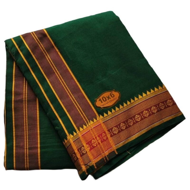 Green Cotton Dhoti 10x6 Unstitched Unfolded1