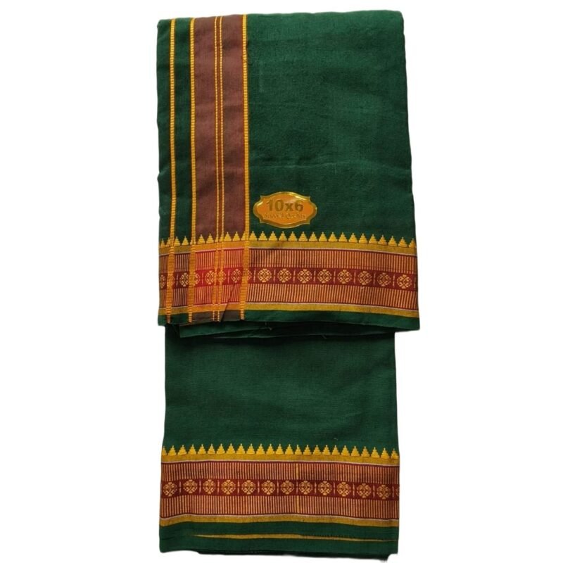 Green Cotton Dhoti 10x6 Unstitched Unfolded2
