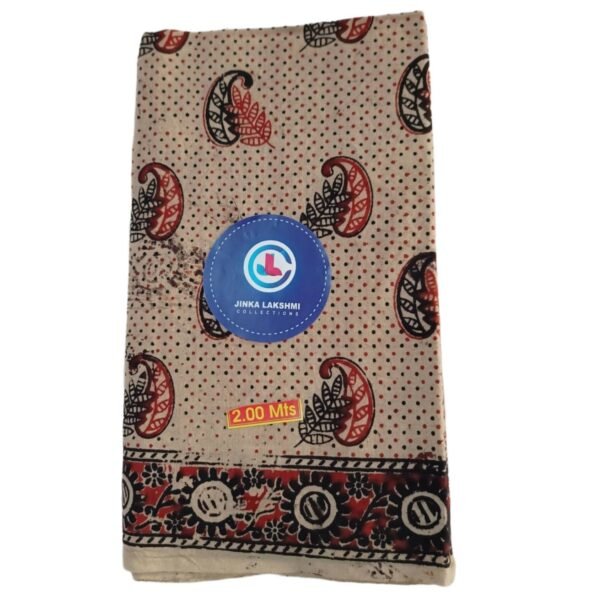 Kalamkari Cotton Lungi 2 Meters Unstitched Design 3 Folded