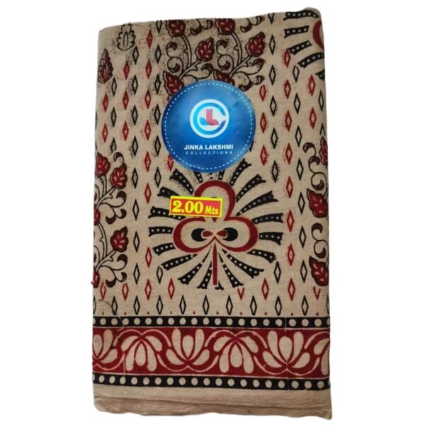 Kalamkari Cotton Lungi 2 Meters Unstitched Design 2 Folded