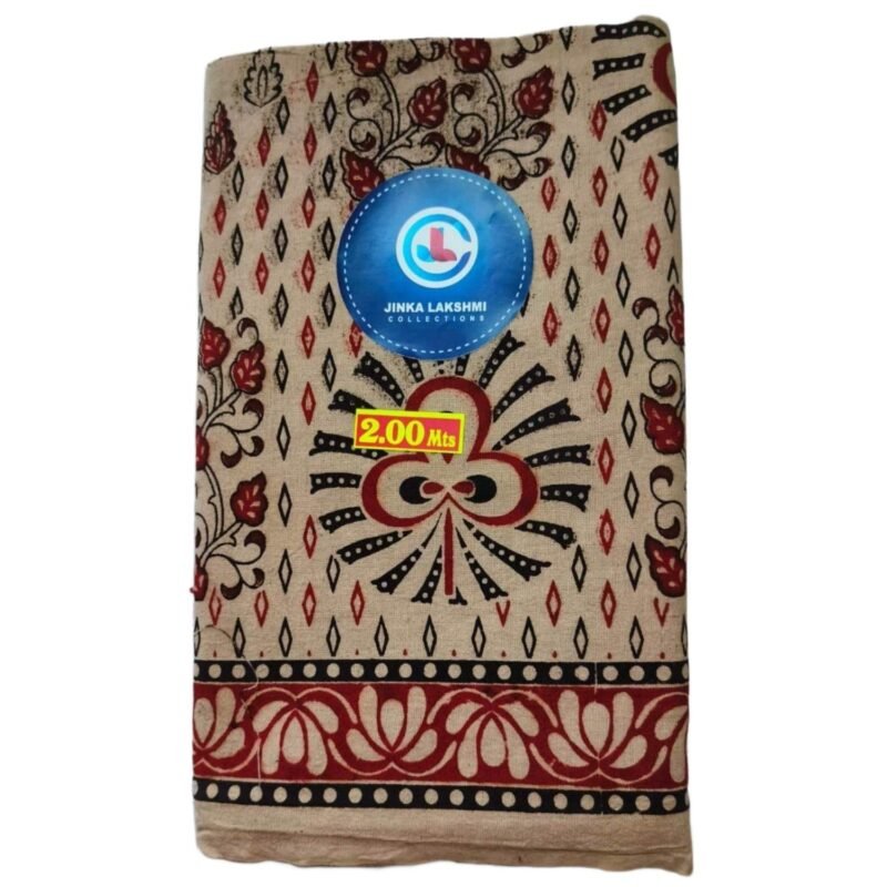 Kalamkari Cotton Lungi 2 Meters Unstitched Design 2 Folded