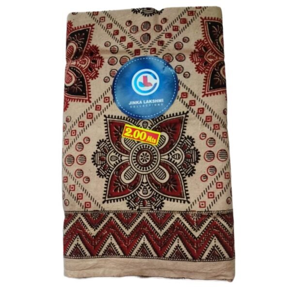 Kalamkari Cotton Lungi 2 Meters Unstitched Design 1 Folded