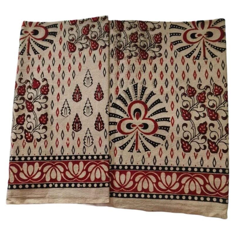 Kalamkari Cotton Lungi 2 Meters Unstitched Design 2 Unfolded1