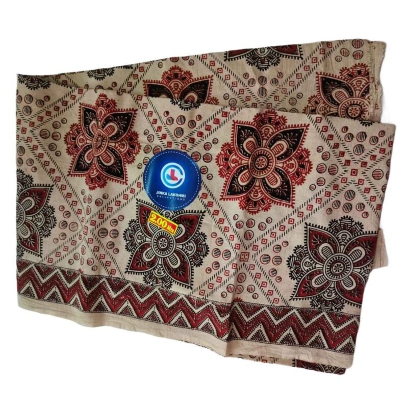 Kalamkari Cotton Lungi 2 Meters Unstitched Design 1 Unfolded1
