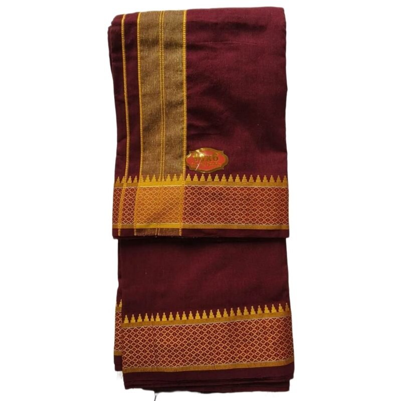 Maroon Cotton Dhoti 10x6 Unstitched Unfolded2