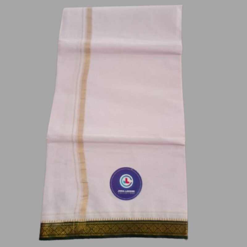 White Cotton Dhoti 4 Meters Unstitched Unfolded 1