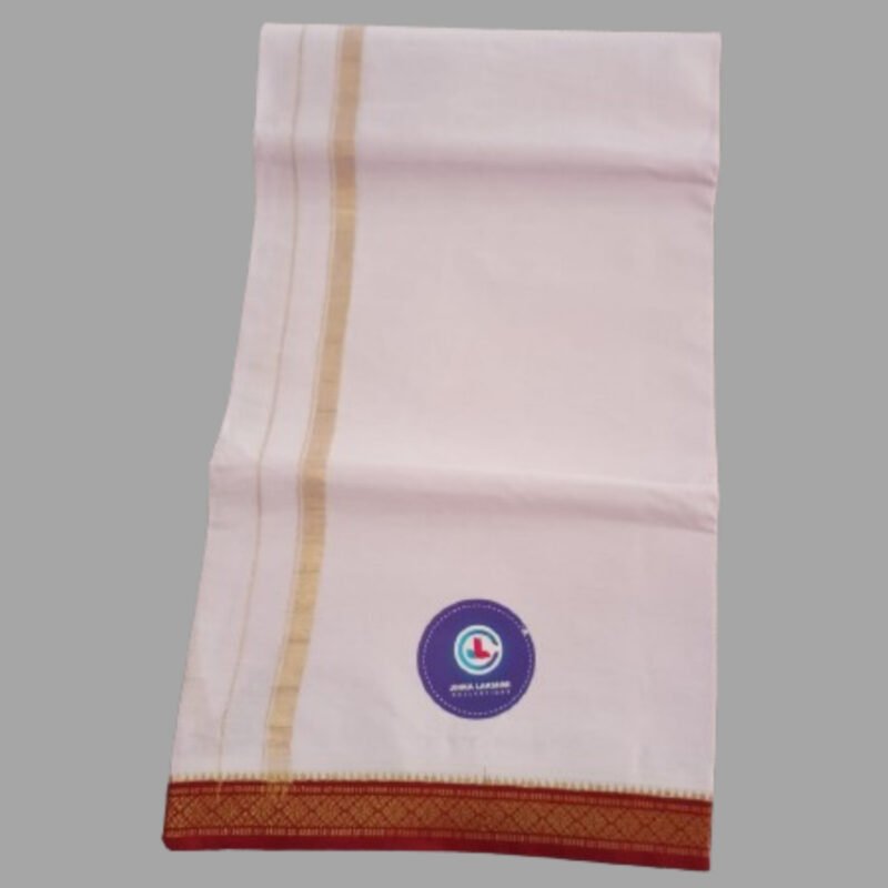 White Cotton Dhoti 4 Meters Unstitched Unfolded1