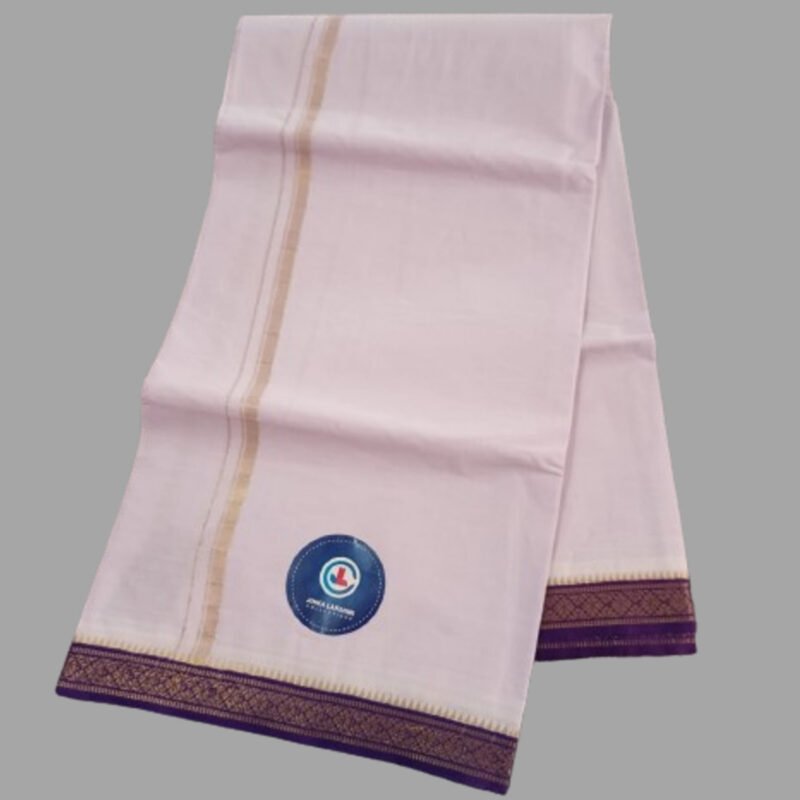 White Cotton Dhoti 4 Meters Unstitched Unfolded2