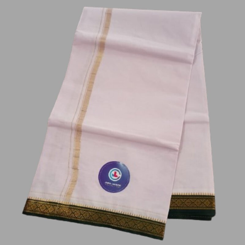 White Cotton Dhoti 4 Meters Unstitched Unfolded2