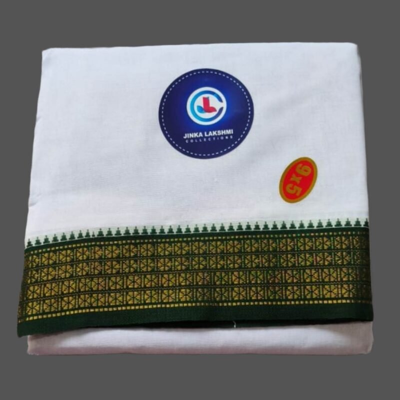 White Cotton Dhoti 9x5 Unstitched Folded