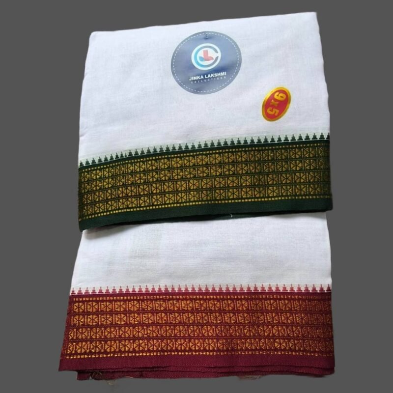 White Cotton Dhoti 9x5 Unstitched Unfolded1