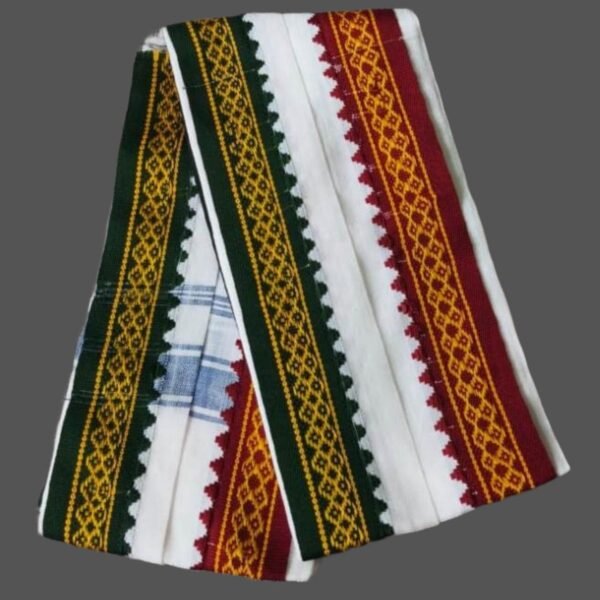White Cotton Gamcha Angavastram Unfolded