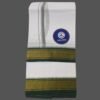 White Cotton Lungi 2 Meters With Green Border Unstitched Unfolded2