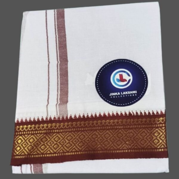 White Cotton Lungi 2 Meters With Maroon Border Unstitched Folded