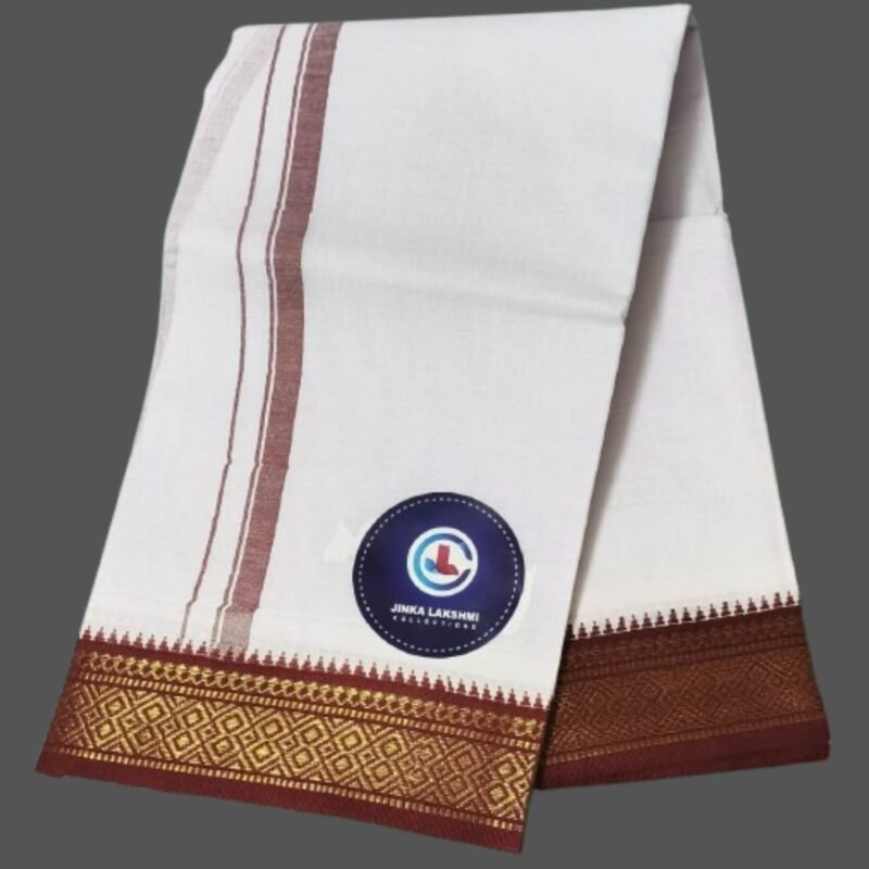 White Cotton Lungi 2 Meters With Maroon Border Unstitched Unfolded1