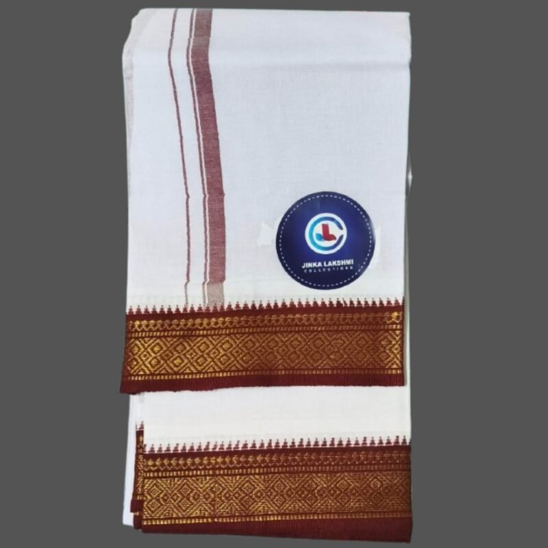 White Cotton Lungi 2 Meters With Maroon Border Unstitched Unfolded2