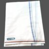 White Cotton Lungi 2.25 Meters With Blue Border Unstitched Folded