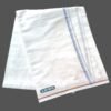 White Cotton Lungi 2.25 Meters With Blue Border Unstitched Unfolded1