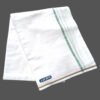 White Cotton Lungi 2.25 Meters With Green Border Unstitched Unfolded1