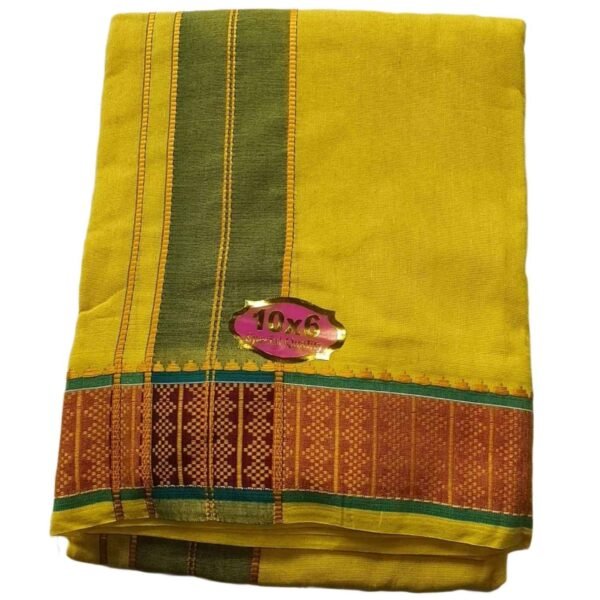 Yellow Cotton Dhoti 10x6 Unstitched Folded
