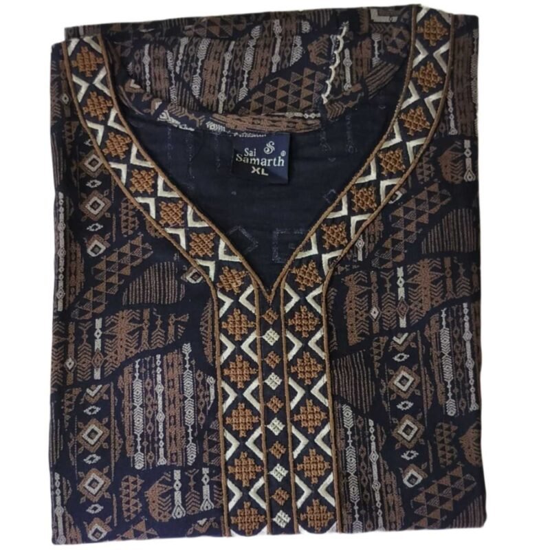 Alpine Blue Cotton Nighty For Women Folded