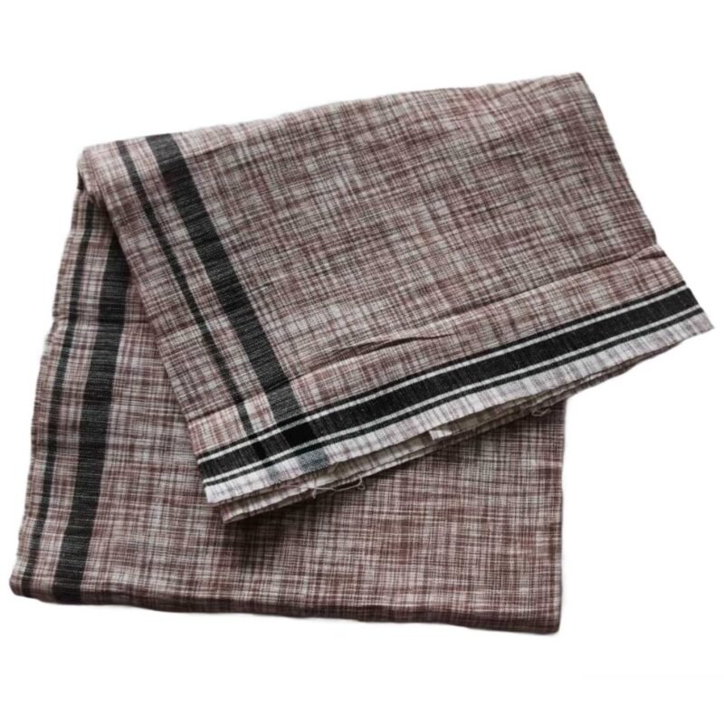 Ash Brown Pure Cotton Lungi 2 Meters Unstitched Unfolded