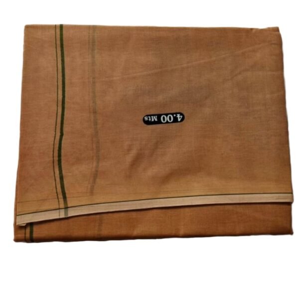 Beige Cotton Dhoti 4 Meters with Green border line Folded