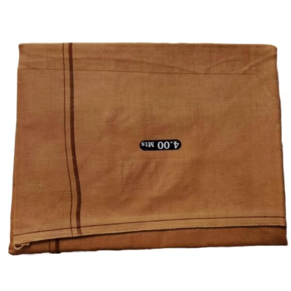 Beige Cotton Dhoti 4 Meters with Maroon border line Folded