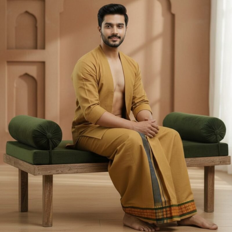 Biscuit Cotton Dhoti 9x5 Size Lifestyle
