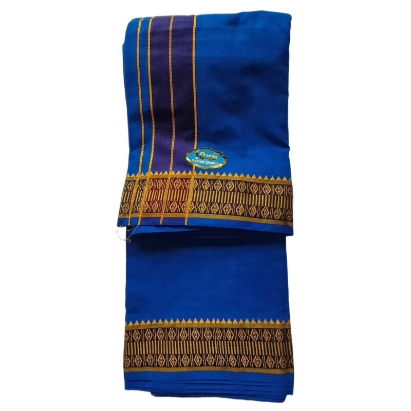 Blue Cotton Dhoti 10x6 Size Unfolded1