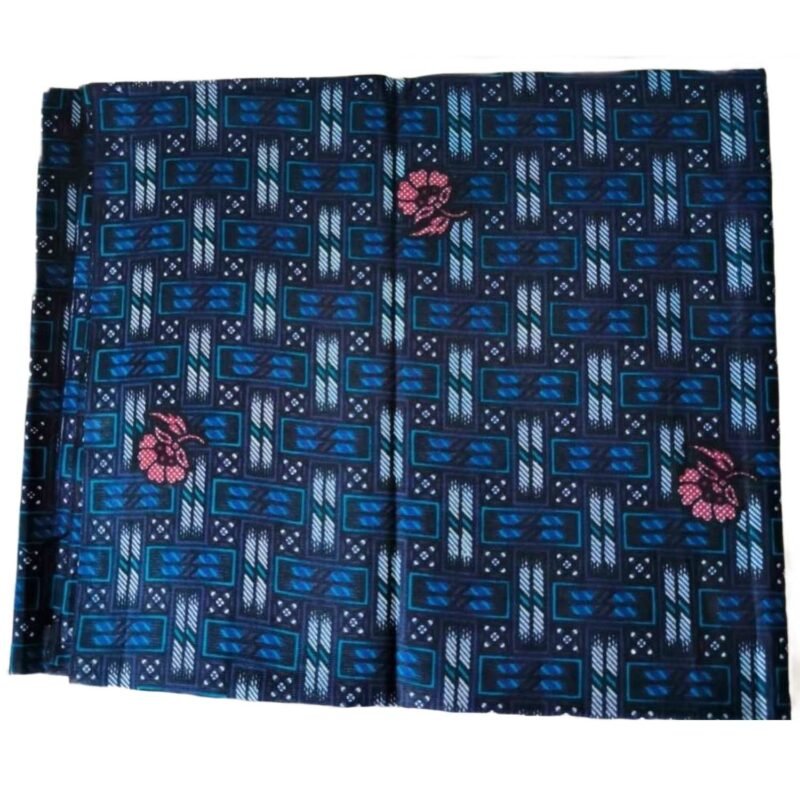 Blue Cotton Printed Lungi 2 Meters Unstitched Unfolded