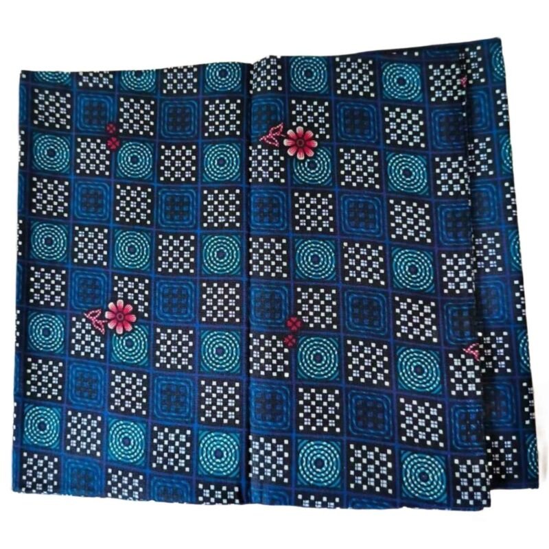 Blue Cotton Printed Unstitched Lungi 2 Meters Unfolded
