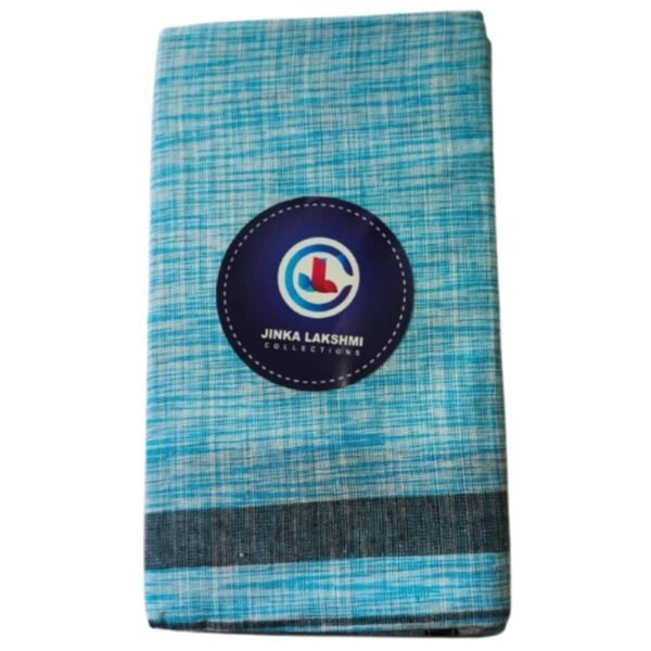 Blue Pure Cotton Lungi 2 Meters Unstitched Folded