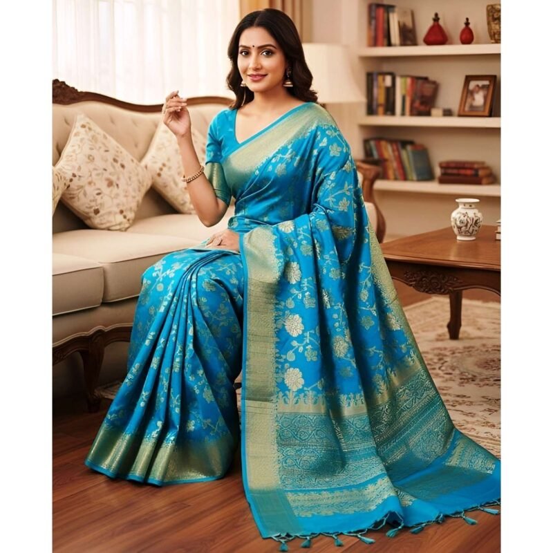 Blue Silk Saree For Women Lifestyle