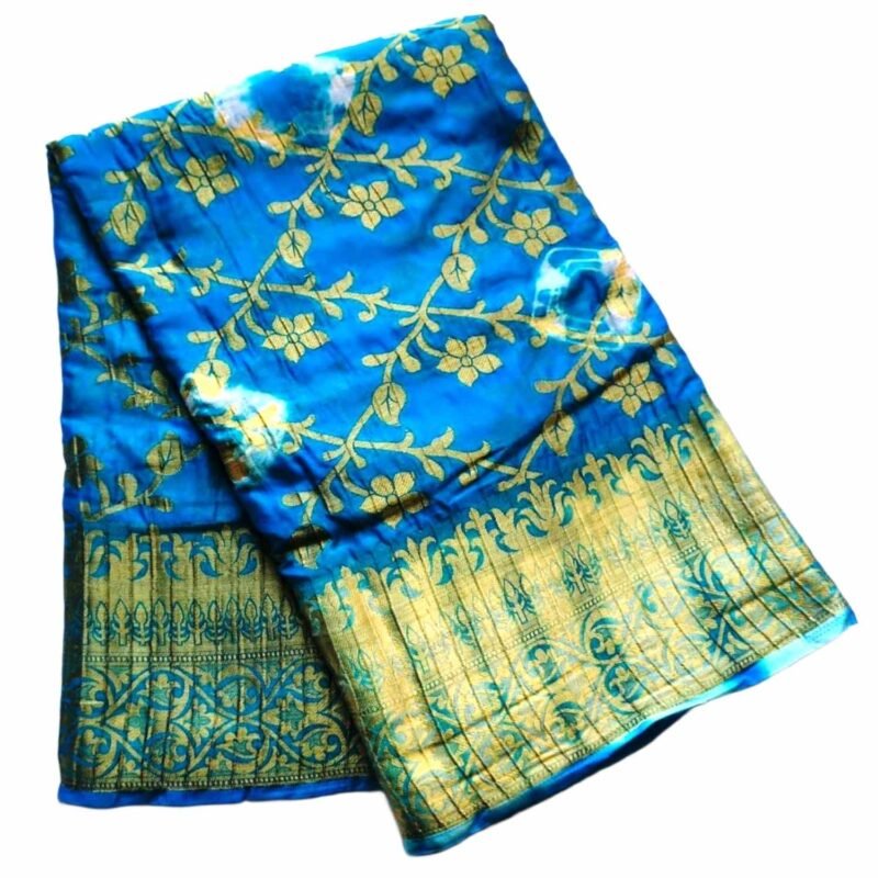 Blue Silk Saree For Women Unfolded