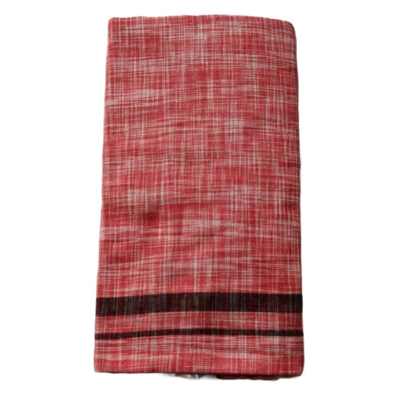 Brick Red Pure Cotton Lungi 2 Meters Unstitched Folded