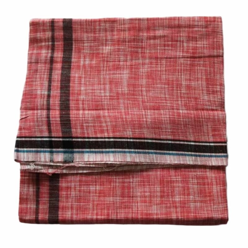 Brick Red Pure Cotton Lungi 2 Meters Unstitched Unfolded