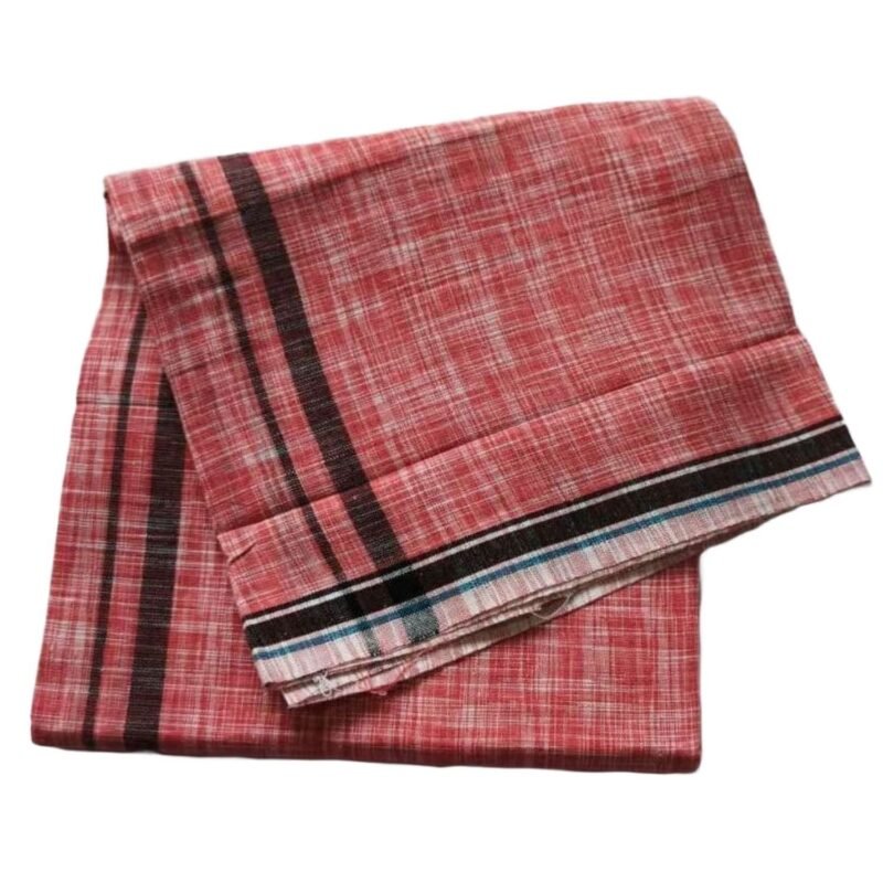Brick Red Pure Cotton Lungi 2 Meters Unstitched Unfolded1