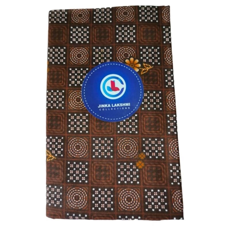 Brown Cotton Printed Lungi 2 Meters Unstitched Folded